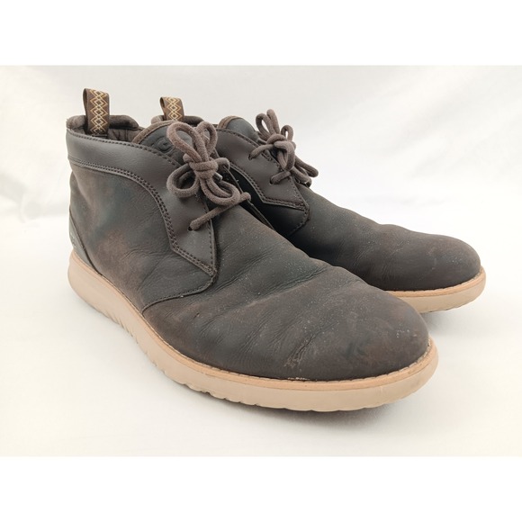UGG Men's Dark Brown Leather Chukka Boots Treadlite Sole Size 11 - Picture 2 of 11